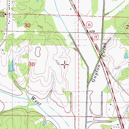 Topographic Map of Guyton Cemetery, MS