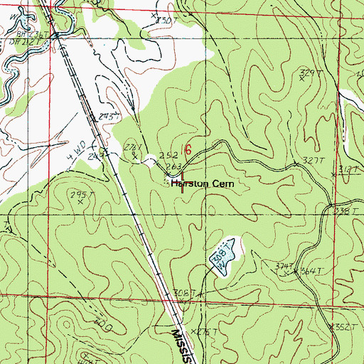 Topographic Map of Hairston Cemetery, MS