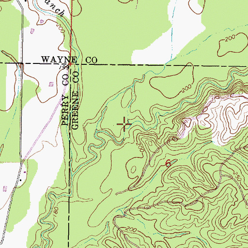 Topographic Map of Hall Branch, MS
