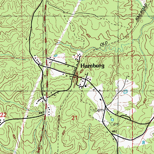 Topographic Map of Hamburg, MS