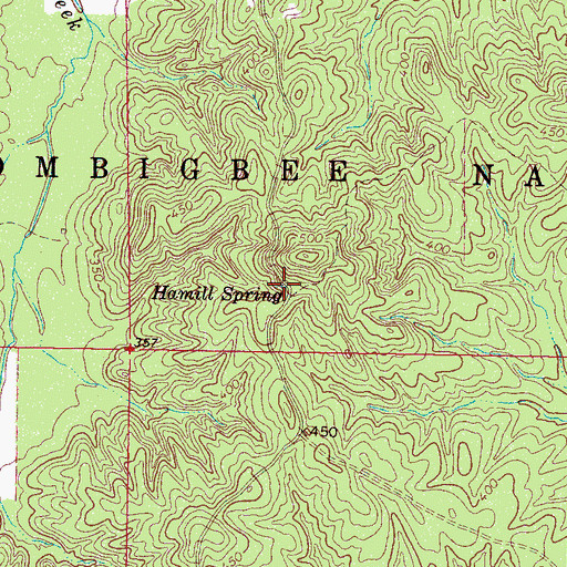 Topographic Map of Hamill Spring, MS