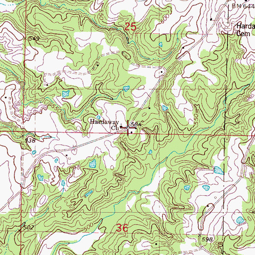Topographic Map of Hardaway Church, MS