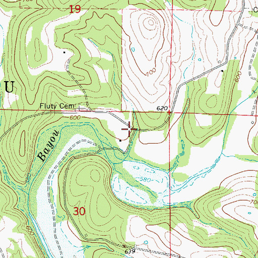 Topographic Map of Bennetts (historical), AR