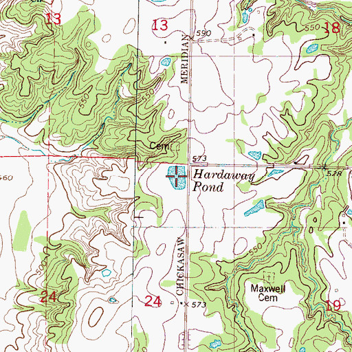 Topographic Map of Hardaway Pond, MS