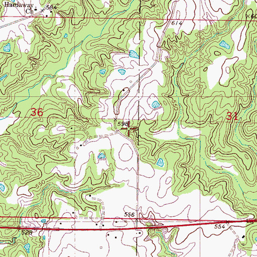 Topographic Map of Hardaway School, MS