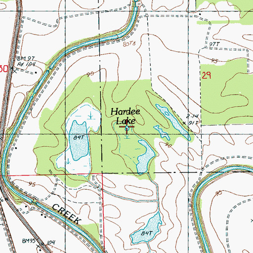 Topographic Map of Hardee Lake, MS