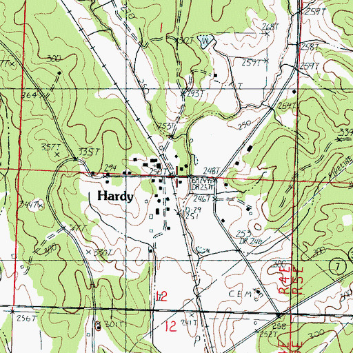 Topographic Map of Hardy, MS