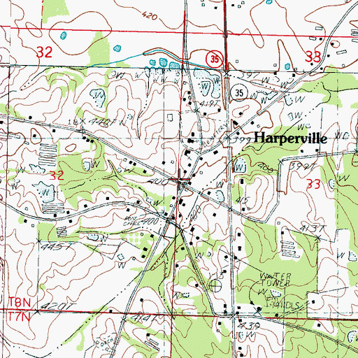 Topographic Map of Harperville, MS