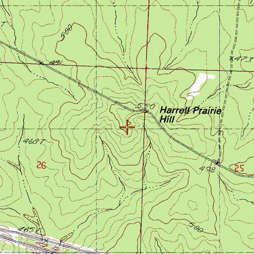 Topographic Map of Harrell Prairie Hill, MS