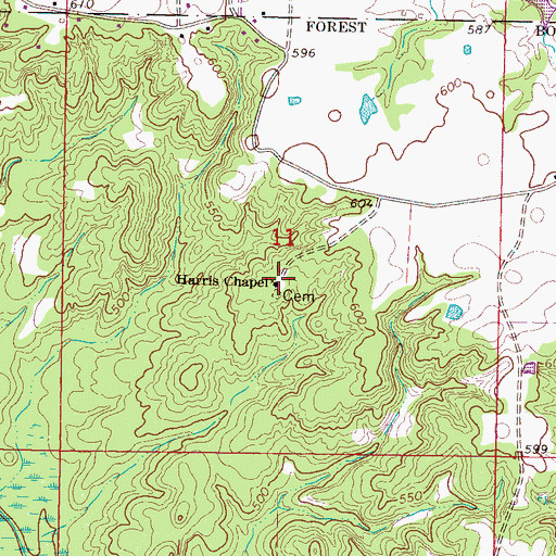 Topographic Map of Harris Chapel, MS