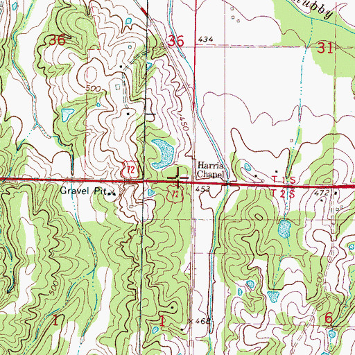Topographic Map of Harris Chapel, MS