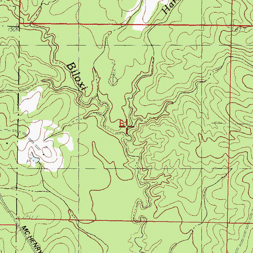 Topographic Map of Harris Creek, MS