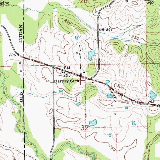Topographic Map of Hartley Cemetery, MS