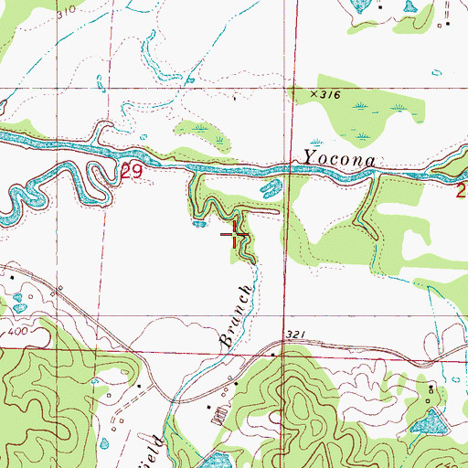 Topographic Map of Hartsfield Branch, MS