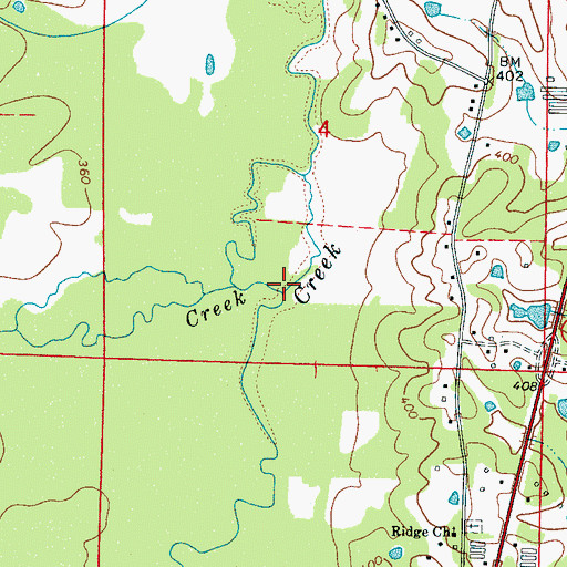 Topographic Map of Hayes Creek, MS