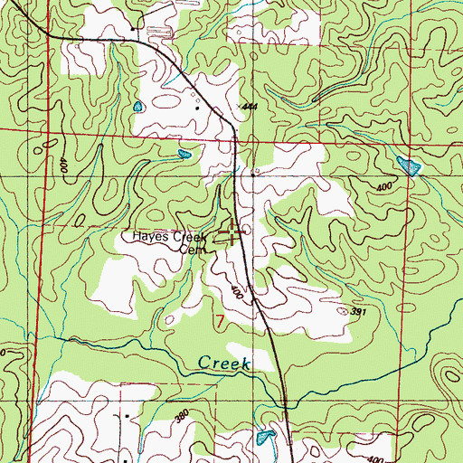 Topographic Map of Hayes Creek Cemetery, MS