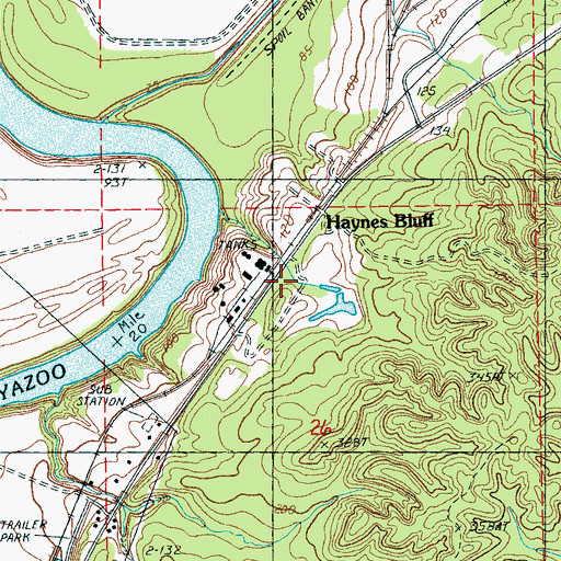 Topographic Map of Haynes Bluff, MS