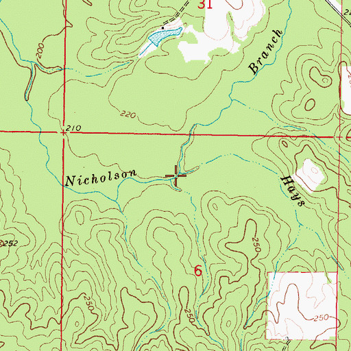 Topographic Map of Hays Branch, MS