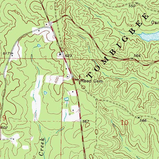 Topographic Map of Head Cemetery, MS