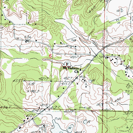 Topographic Map of Hebron Church, MS