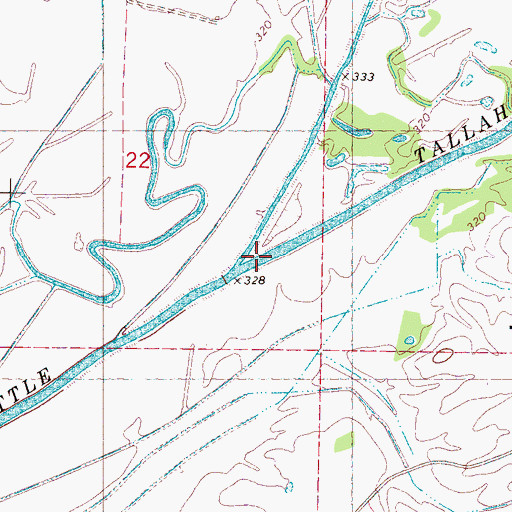 Topographic Map of Hell Creek, MS
