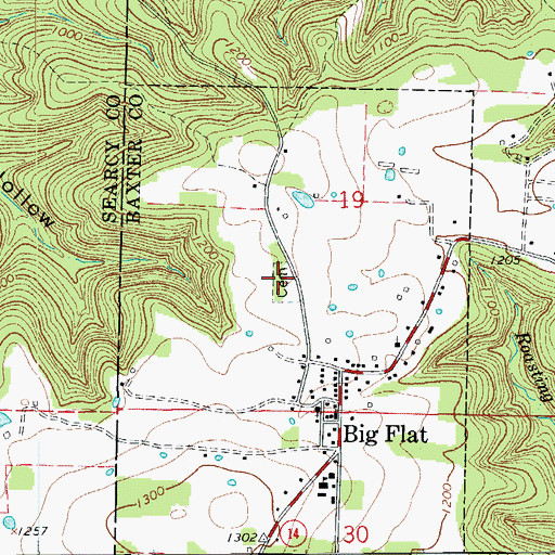 Topographic Map of Big Flat Cemetery, AR