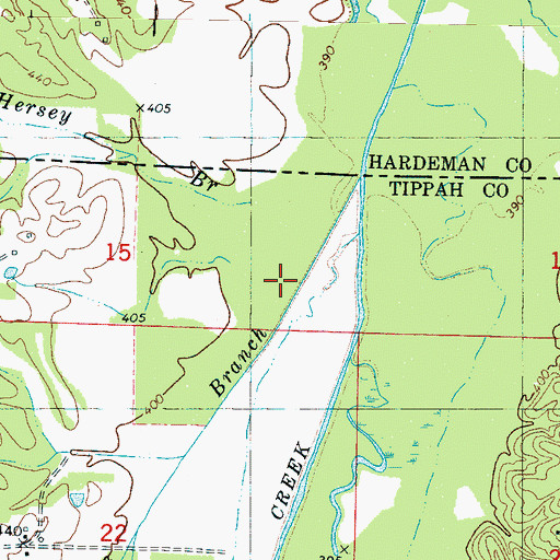 Topographic Map of Hersey Branch, MS