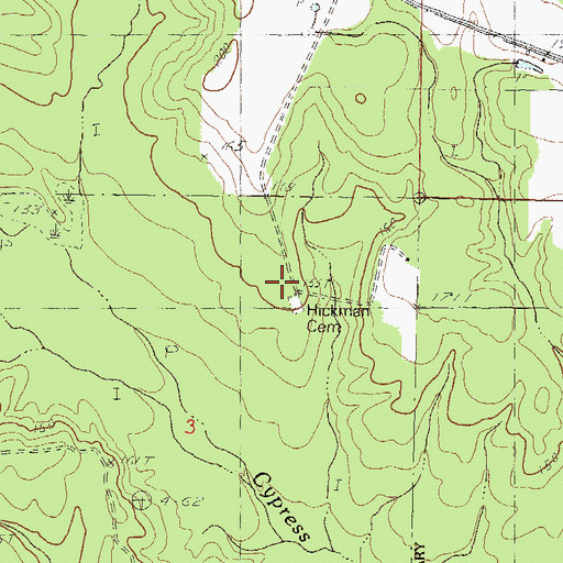 Topographic Map of Hickman Cemetery, MS