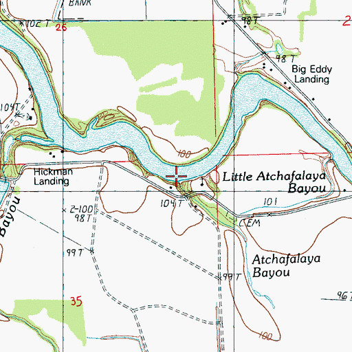Topographic Map of Hickman Landing, MS