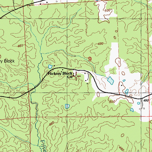 Topographic Map of Hickory Block Church, MS