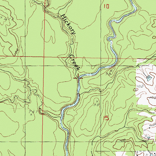Topographic Map of Hickory Creek, MS