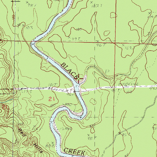 Topographic Map of Hickory Creek, MS