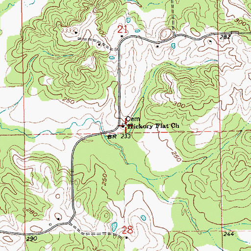 Topographic Map of Hickory Flat Church, MS