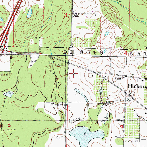 Topographic Map of Hickory Grove, MS