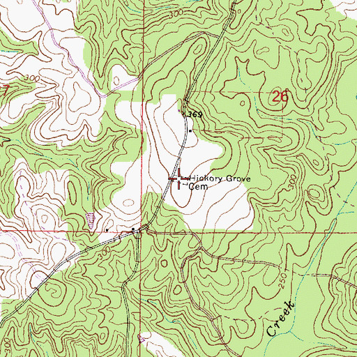 Topographic Map of Hickory Grove Cemetery, MS