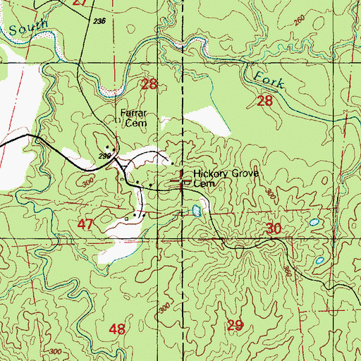 Topographic Map of Hickory Grove Cemetery, MS