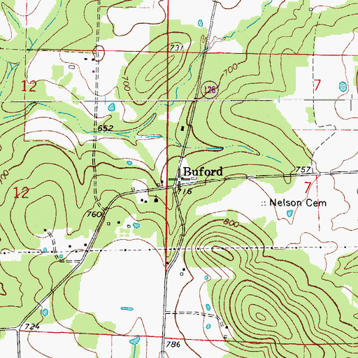 Topographic Map of Buford School (historical), AR