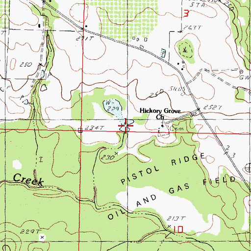 Topographic Map of Hickory Grove Church, MS