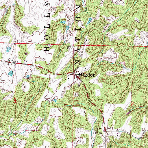 Topographic Map of Higdon, MS