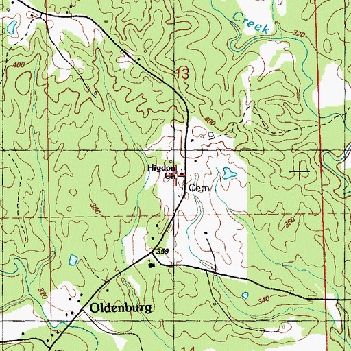 Topographic Map of Higdon Church, MS