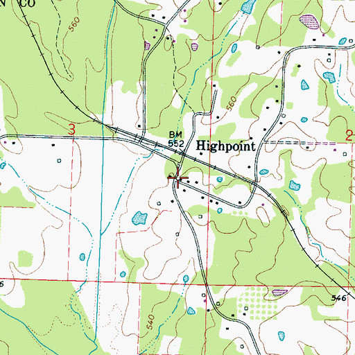 Topographic Map of Highpoint, MS