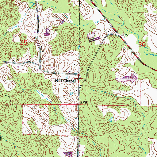 Topographic Map of Hill Chapel, MS