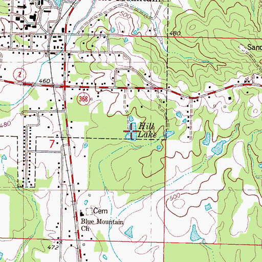 Topographic Map of Hill Lake, MS