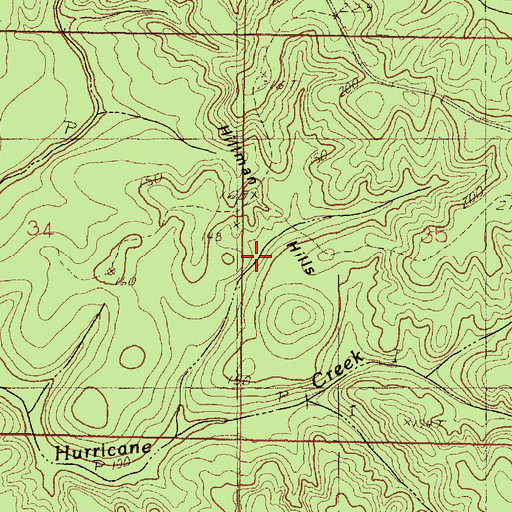 Topographic Map of Hillman Hills, MS