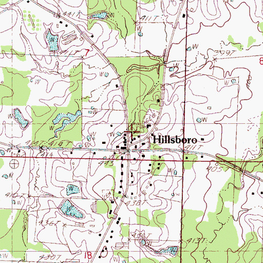 Topographic Map of Hillsboro, MS