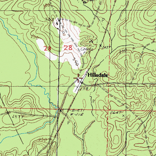 Topographic Map of Hillsdale, MS