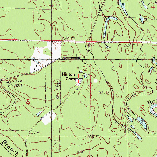 Topographic Map of Hinton Cemetery, MS