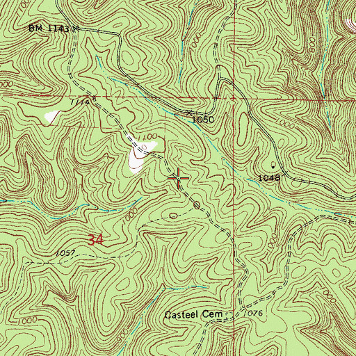 Topographic Map of Casteel (historical), AR