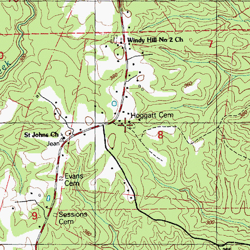 Topographic Map of Hoggatt Cemetery, MS