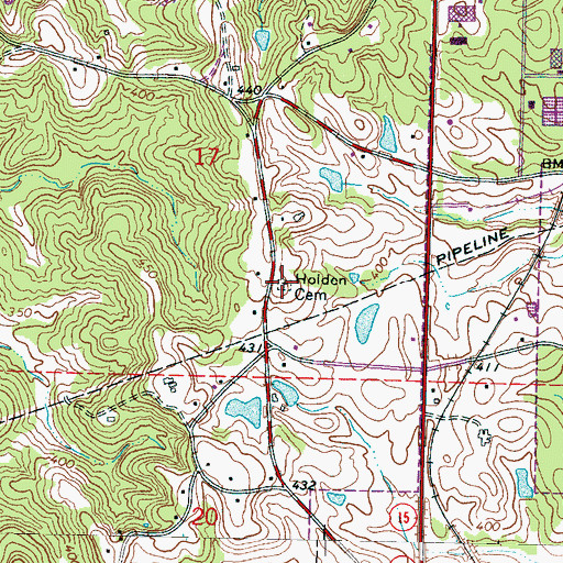Topographic Map of Holden Cemetery, MS